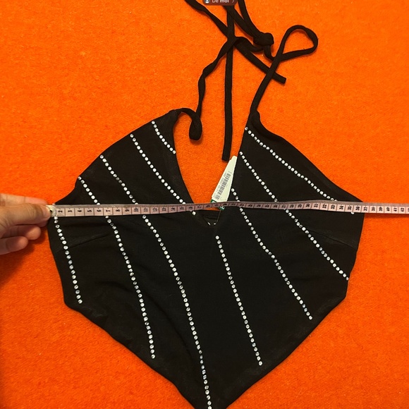 Motel black backless sequined triangle cami NWT - Picture 10 of 11